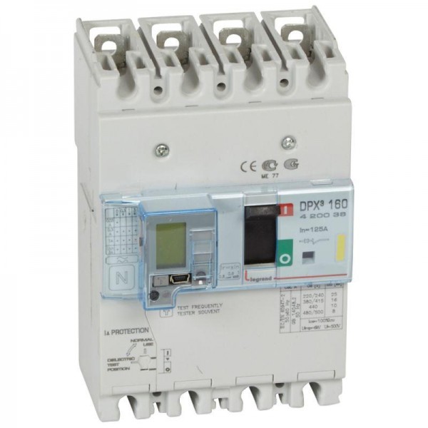  Выключатель автоматический дифференцированного тока 4п 125А 16кА DPX3 160 термомагнитн. расцеп. Leg 420036 