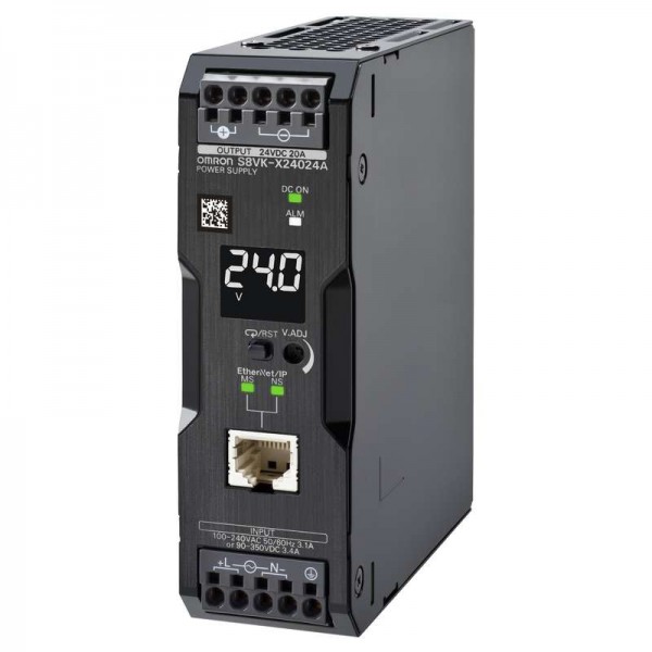  Источник импульсный S8VKX24024AEIP с дисплеем 240Вт выход. 24В 10А монтаж на DIN-рейку клеммы Push-in с покрытием Ethernet/Modbus Omron 680577 