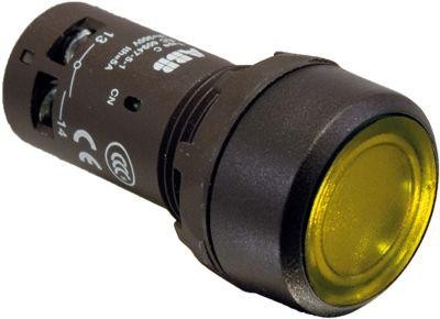  Кнопка с подсветкой CP2-11Y-10 24В AC/DC с плоской клавишей с фикс. 1НО желт. ABB 1SFA619101R1113 