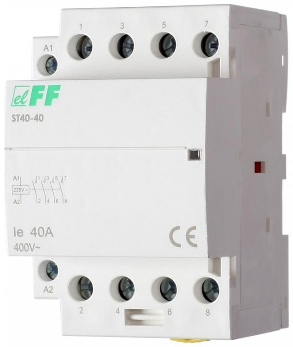  Контактор ST-40-40 (контакт 4NO; 6.4Вт; 3 модуля; монтаж на DIN-рейке) F&F EA13.001.004 