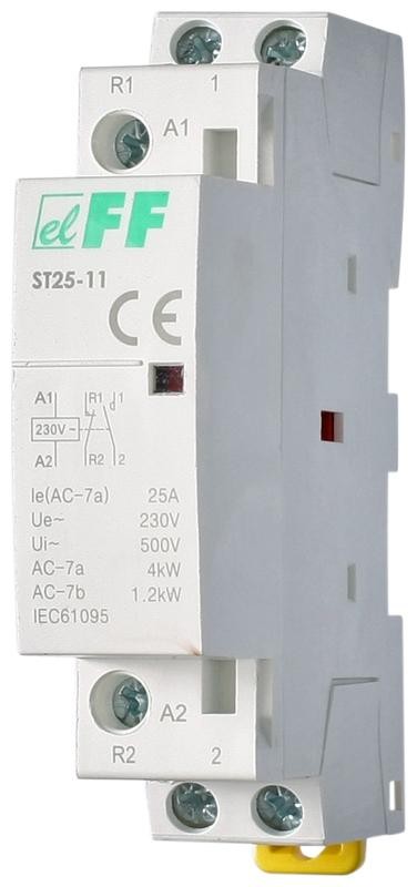  Контактор ST-25-11 (контакт 1NO+1NC; 2.2Вт; 1 модуль; монтаж на DIN-рейке) F&F EA13.001.002 
