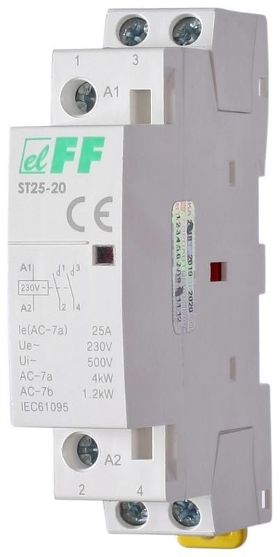  Контактор ST-25-20 (контакт 2NO; 2.2Вт; 1 модуль; монтаж на DIN-рейке) F&F EA13.001.001 
