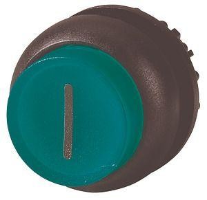  Головка кнопки M22S-DRLH-G-X1 выступающая с фикс. с подсветкой. зел.; черн. лицевое кольцо EATON 216809 