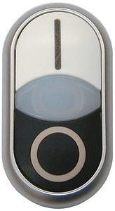  Кнопка двойная с сигнальной лампой; с обозначением I O бел./черн.; черн. лицевое кольцо M22S-DDL-WS-X1/X0 EATON 216707 