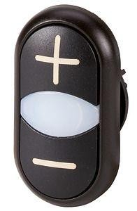  Кнопка двойная с сигнальной лампой; с обозначением + - бел./черн.; черн. лицевое кольцо M22S-DDL-S-X4/X5 EATON 218146 