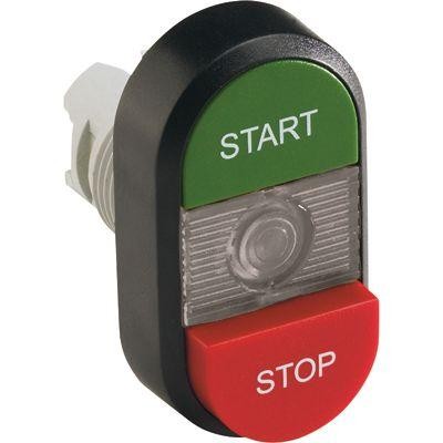  Кнопка двойная MPD15-11С (зел./красн. выступающая) прозрачная линза с текстом "START/STOP" ABB 1SFA611144R1108 