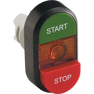  Кнопка двойная MPD15-11R (зел./красн. выступающая) красн. выступающая линза с текстом "START/STOP" ABB 1SFA611144R1101 