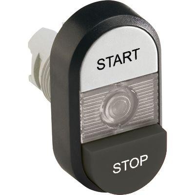  Кнопка двойная MPD19-11С (бел./черн. выступающая) прозр. линза с текстом "START/STOP" ABB 1SFA611148R1108 