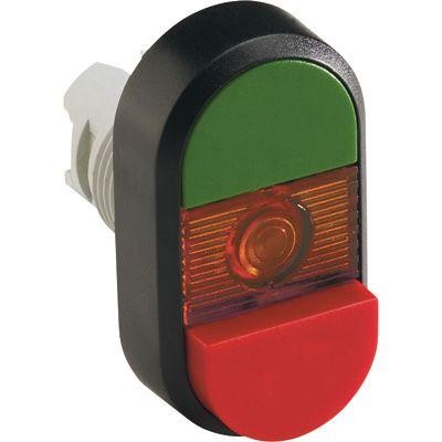  Кнопка двойная MPD12-11R (зел./красн. выступающая) красн. выступающая линза без текста ABB 1SFA611141R1101 