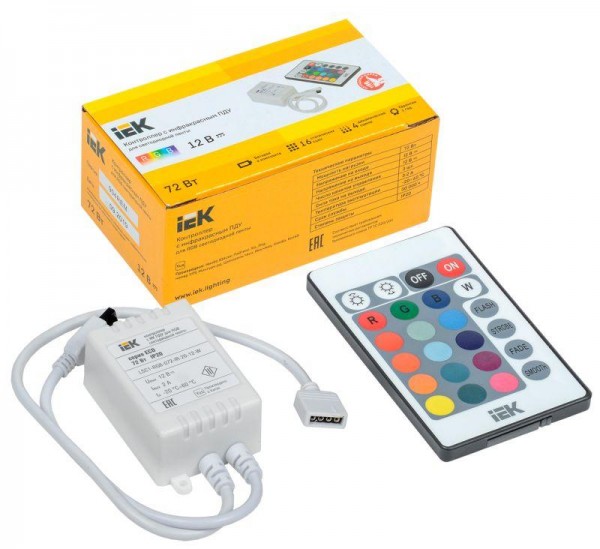 Контроллер с ПДУ ИК RGB 3 канала 12В 2А 72Вт ИЭК LSC1-RGB-072-IR-20-12-W 