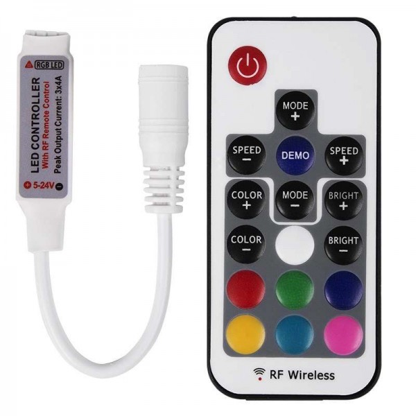  Контроллер LED мини Радио (RF) 72/144Вт 17 кнопок 12В/24В Neon-Night 143-106-4 