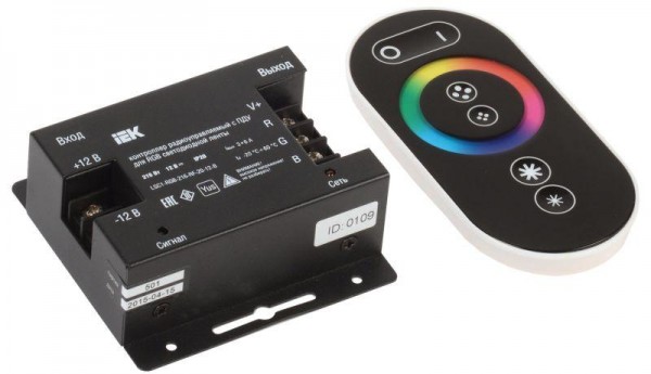  Контроллер с ПДУ радио RGB 3 канала PRO 5050 12В 6А 216Вт черн. ИЭК LSC1-RGB-216-RF-20-12-B 