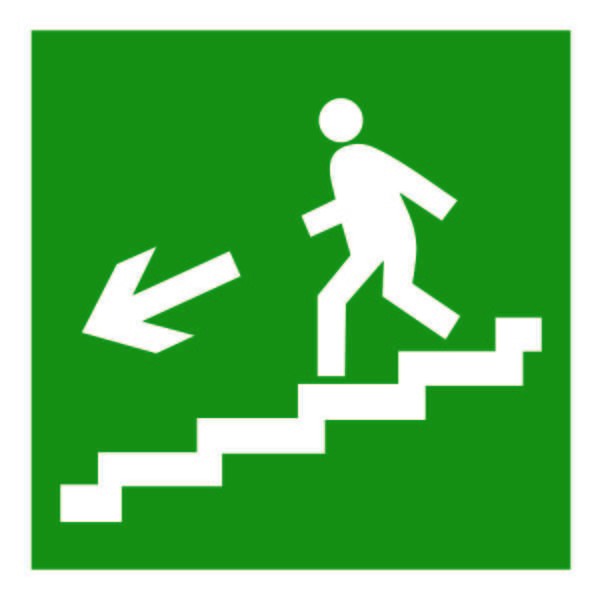  Знак безопасности BL-3015.E14 "Напр. к эвакуац. выходу по лестнице вниз (лев.)" Белый свет a12824 