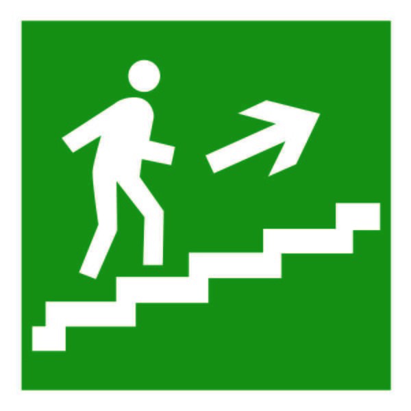  Знак безопасности BL-3015B.E15 "Напр. к эвакуац. выходу по лестнице вверх (прав.)" Белый свет a14593 
