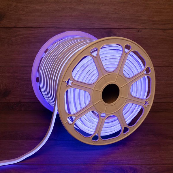  Шнур светодиодный гибкий неон LED SMD 8х16мм 120LED/м двустор. син. (уп.100м) Neon-Night 131-093 