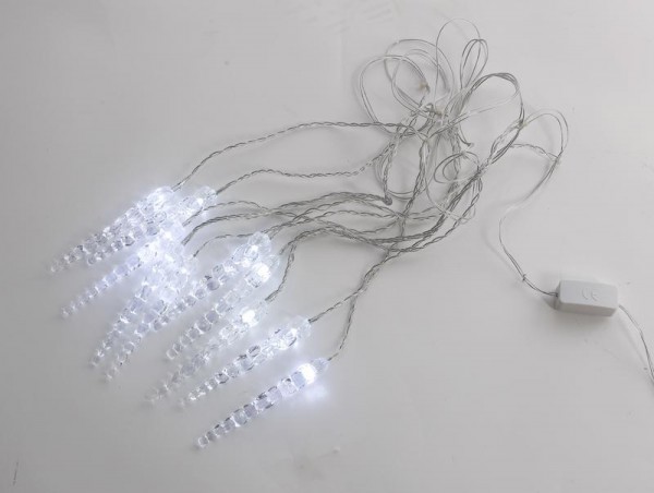  Гирлянда "Айсикл" (бахрома) "Сосульки" 1.5х0.25м LED бел. провод прозр. Neon-Night 303-068 