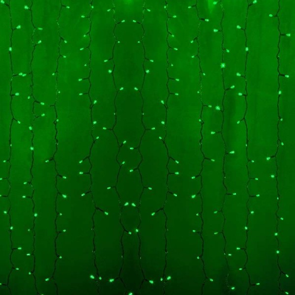  Гирлянда "Светодиодный Дождь" 2х1.5м постоянное свечение 360LED зел. 230В провод прозр. Neon-Night 235-304 
