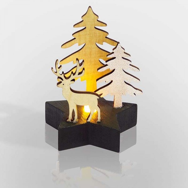  Фигура деревянная с подсветкой "Олень в лесу" 9х8х10см Neon-Night 504-042 