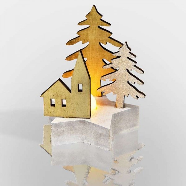  Фигура деревянная с подсветкой "Домик в лесу" 9х8х10см Neon-Night 504-043 