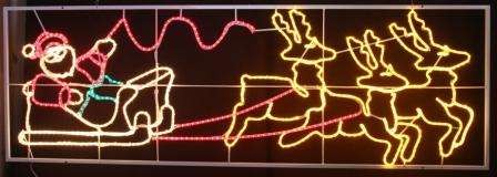  Фигура из дюралайта "Дед Мороз с оленями" 88х266см 175Вт 220В IP44 мультиколор NEON-NIGHT 501-311 