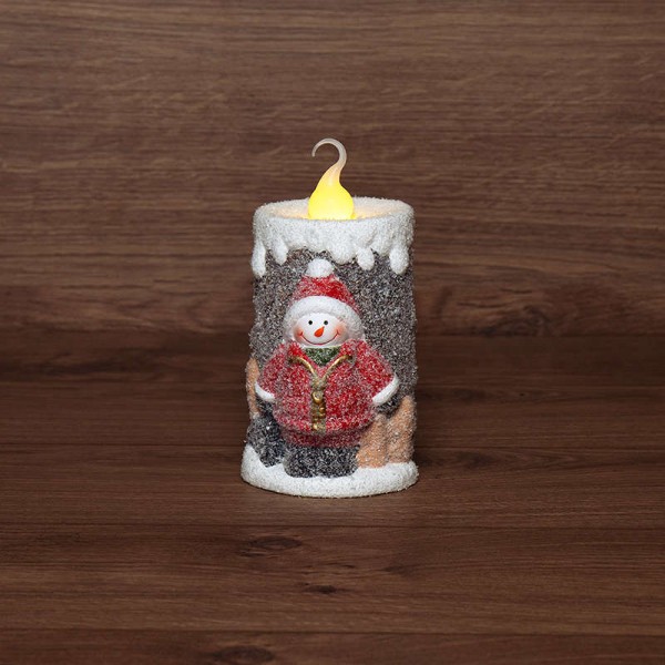  Фигура керамическая "Свечка со снеговиком" 10.5х9х17.6см NEON-NIGHT 505-016 