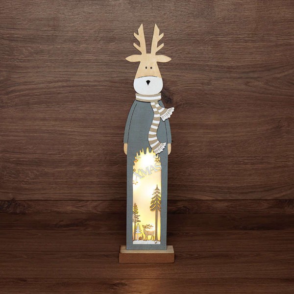  Фигура деревянная с подсветкой "Рождественский олень" 11х5х47см NEON-NIGHT 504-007 