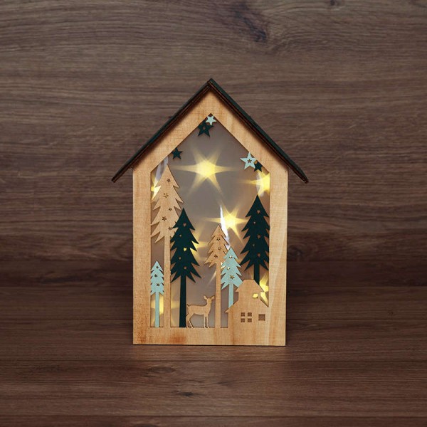  Фигура деревянная с подсветкой "Домик в лесу" 19х6х26см NEON-NIGHT 504-024 