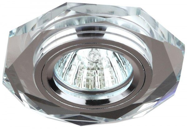  Светильник DK5 СH/SL 1х50Вт GU5.3 IP20 декор стекло "многогранник" MR16 12В/220В d100мм зеркальн./хром ЭРА C0045759 