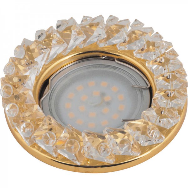  Светильник декоративный встраиваемый DLS-P121 GU5.3 GOLD/CLEAR "Peonia" без лампы GU5.3 основание металл; хром; отделка стекло прозр. Fametto 10556 