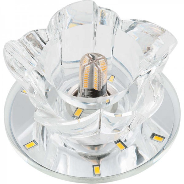 Светильник декоративный встраиваемый DLS-L125 G9 GLASSY/CLEAR "Luciole" без лампы G9 доп. светодиод. подсветка 3Вт основание стекло зеркал. отделка кристалл прозр. Fametto UL-00000376 