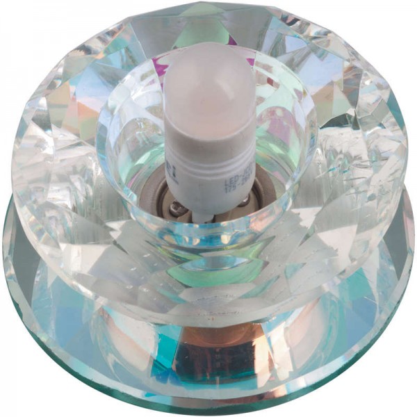 Светильник декоративный встраиваемый DLS-L117 G9 GLASSY/RAINBOW "Luciole" без лампы G9 доп. светодиод. подсветка 1Вт основание стекло зеркал. отделка кристалл радужный Fametto 10744 
