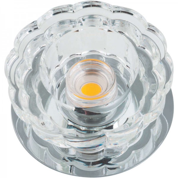  Светильник декоративный встраиваемый светодиодный 10Вт DLS-F301 10W CHROME/CLEAR "Fiore" основание металл; хром; отделка кристалл прозр. Fametto 10754 