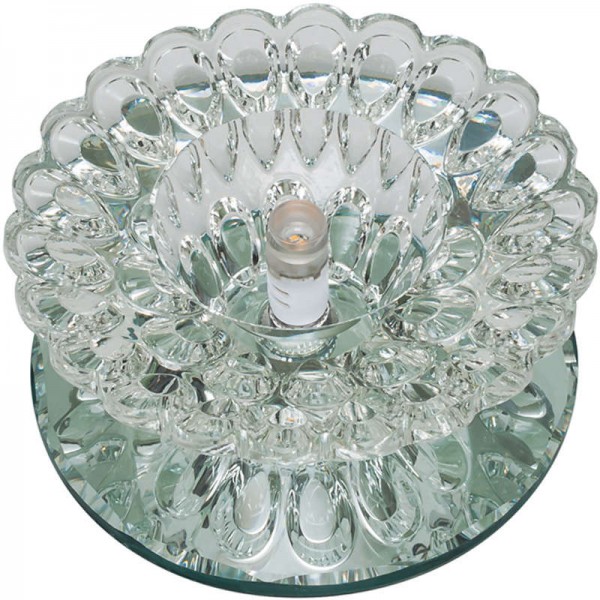  Светильник декоративный встраиваемый DLS-F124 G4 GLASSY/CLEAR "Fiore" без лампы G4 основание стекло; отделка кристалл прозр.; зеркальн. Fametto 10643 