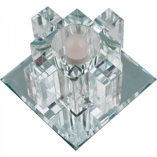  Светильник декоративный встраиваемый DLS-F117 G9 GLASSY/CLEAR "Fiore" квадрат. без лампы G9 основание стекло; отделка кристалл прозр.; зеркальн. Fametto 10749 