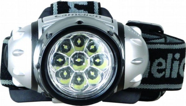  Фонарь налобный LED 5317-9Mx (9 ультра-ярких LED 4 режима; 3хR03 в комплекте; маталлик) Camelion 7790 