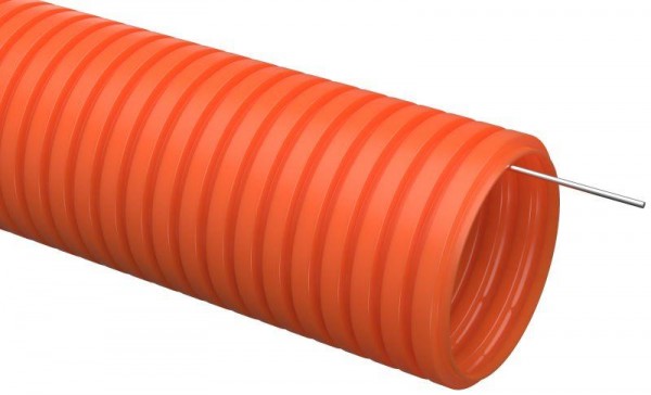  Труба гофрированная тяжелая ПНД d16мм с протяжкой оранж. (уп.100м) ИЭК CTG21-16-K09-100 