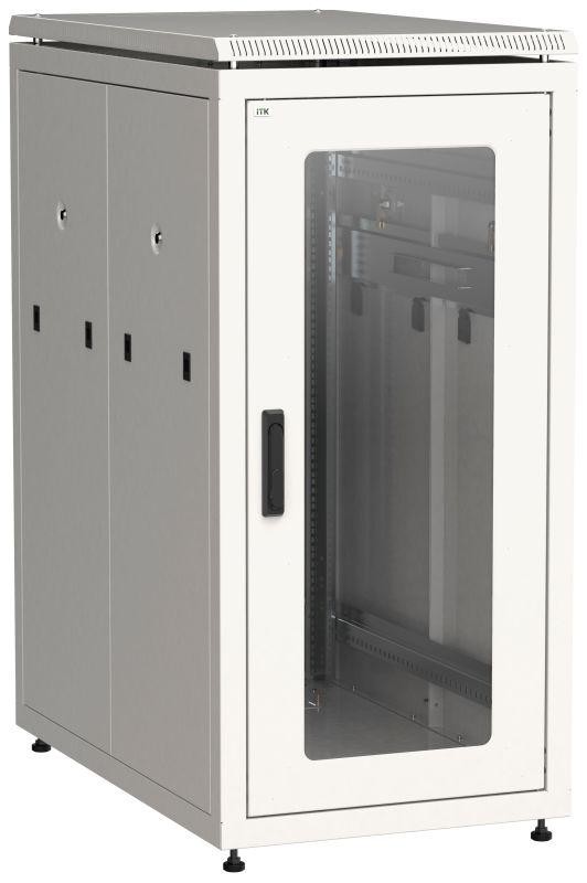  Шкаф сетевой 19дюйм  LINEA N 18U 600х1000мм стеклянная передняя дверь сер. ITK LN35-18U61-G 