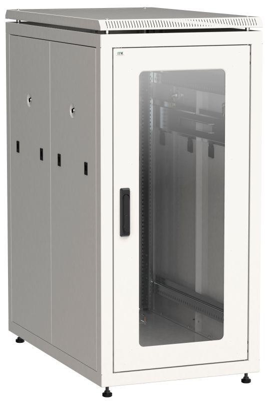  Шкаф сетевой 19дюйм  LINEA N 24U 600х1000мм стеклянная передняя дверь задняя перфорированная сер. ITK LN35-24U61-GP 