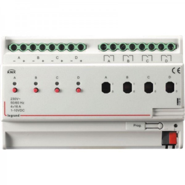  Контроллер KNX освещения 4-кан. 1-10В/4-кан. реле 16А DIN 8мод. Leg 002688 