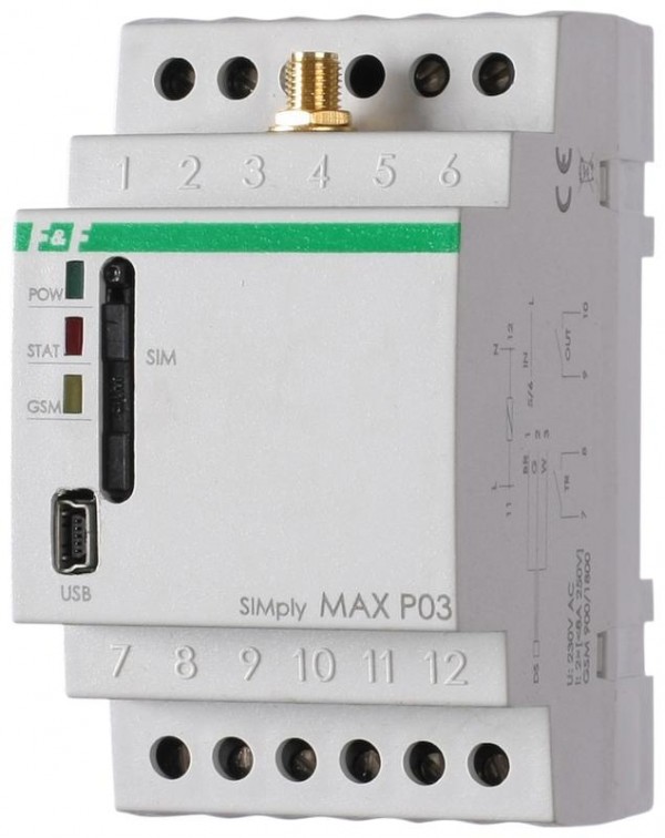  Реле для контроля температуры SIMply MAX P03 для дистанц. контроля состояния и управления удаленными объектами с помощью SMS 4 модуля монтаж на DIN-рейке Реле и Автоматика EA15.001.003 