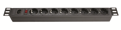  Блок розеток для 19дюймовых шкафов; 8 розеток Schuko; выключатель DKC R519SH8OPSHC14 