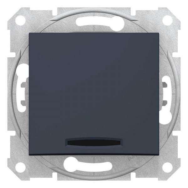  Переключатель кнопочный 1-кл. СП Sedna 10А IP20 250В с син. подсветкой графит SchE SDN1520170 