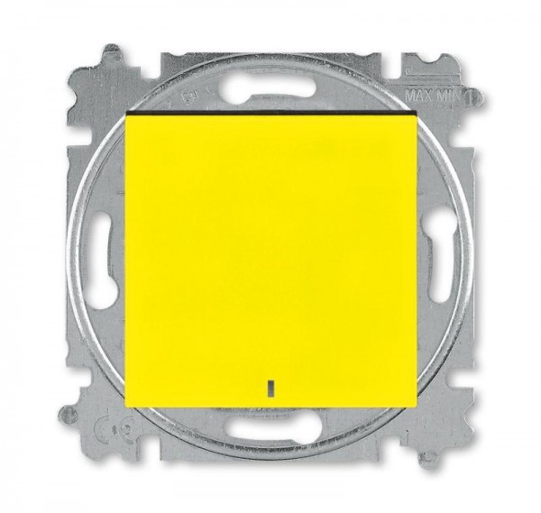  Выключатель кнопочный 1-кл. СП Levit IP20 с подсветкой желт./дым. черн. ABB 2CHH599147A6064 