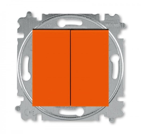 Переключатель и кнопка 2-кл. СП Levit IP20 с перекидным контактом оранж./дым. черн. ABB 2CHH595345A6066 