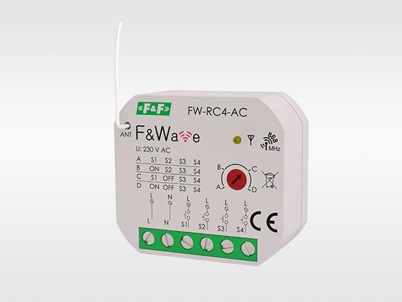  Система модульная FW-RC4AC (передатчик 4-х клавишный дистанц. управления; питание от сети; установка в монтаж. коробку d60мм) F&F EA14.002.016 