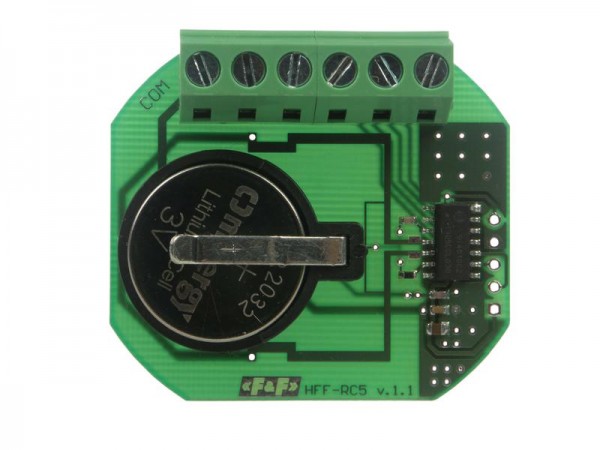  Система модульная FW-RC5 (передатчик 5-и клавишный; питание от аккумулятора; установка в монтаж. коробку d60мм) F&F EA14.002.015 