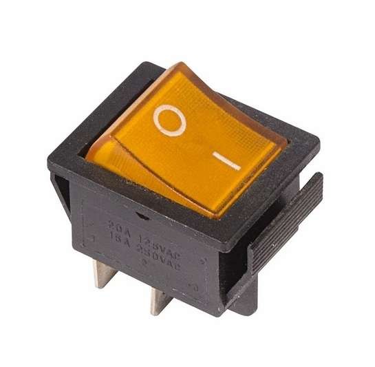  Выключатель клавишный 250В 16А (4с) ON-OFF желт. с подсветкой (RWB-502 SC-767 IRS-201-1) Rexant 36-2333 