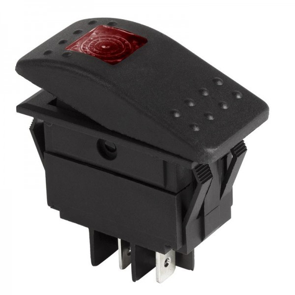  Выключатель клавишный 250В ON-OFF с подсветкой красн. Rexant 36-4490 