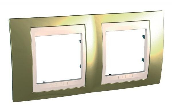  Рамка 2-м Unica золото беж. вставка SchE MGU66.004.504 