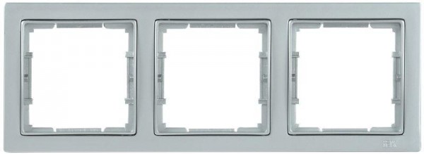  Рамка 3-м BOLERO Q1 РУ-3-БС квадрат. серебр. ИЭК EMB32-K23-Q1 